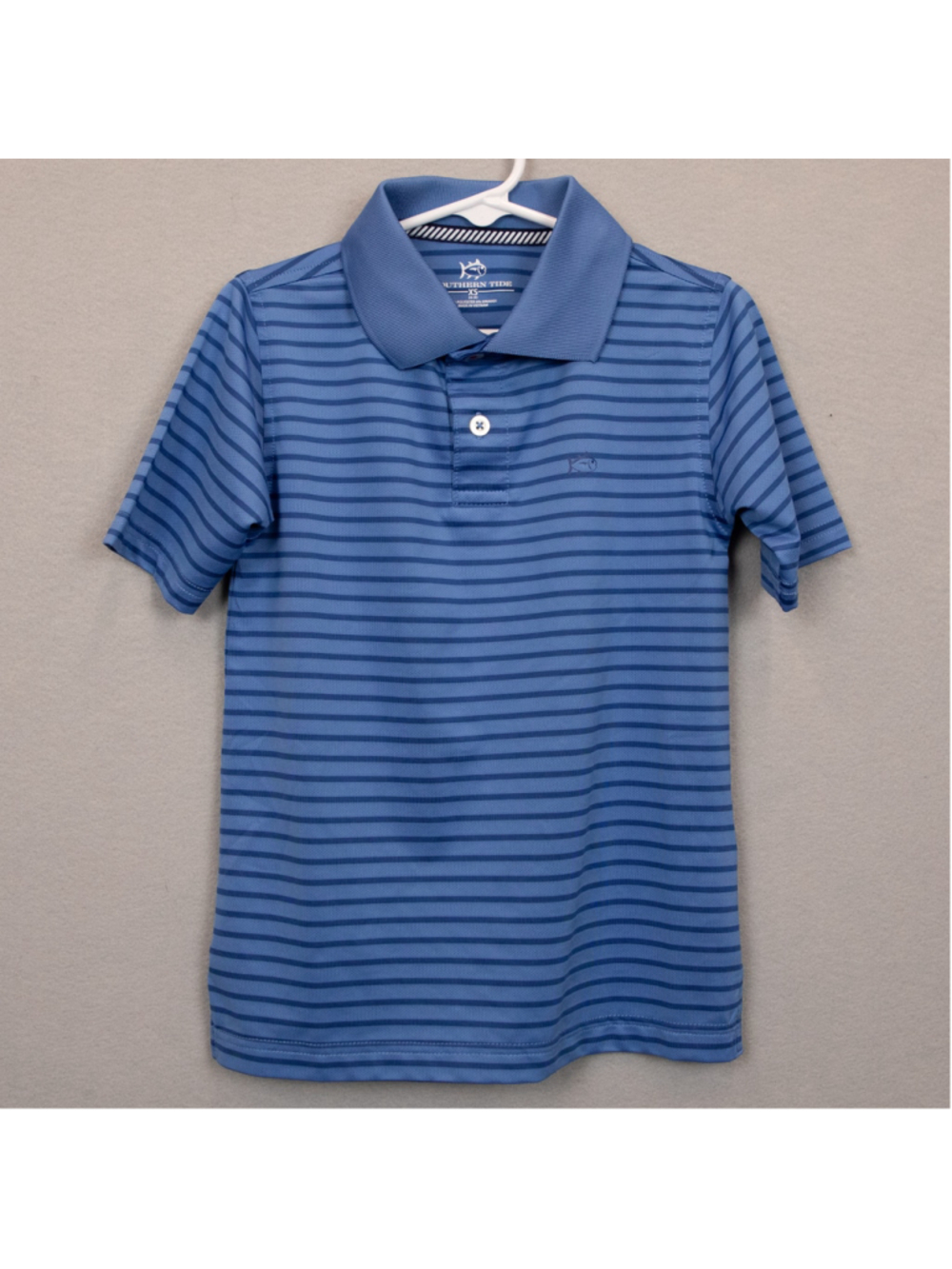 Boys Southern Tide blue striped polo shirt-XS